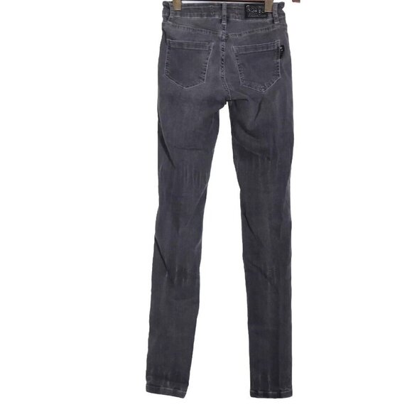 Philipp Plein Women's 25 Charcoal Black Slim Fit Denim Jagging Jeans Mid Rise - Picture 6 of 11